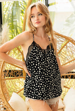 Black and Ivory Leopard Lace Tank