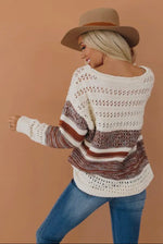 Brown and Cream Chunky Knit Sweater