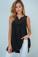 Black Lace V-Neck Tank