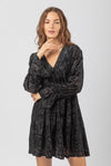 Black Jacquard Velvet Dress
