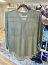 Olive Buttoned Pocket Top