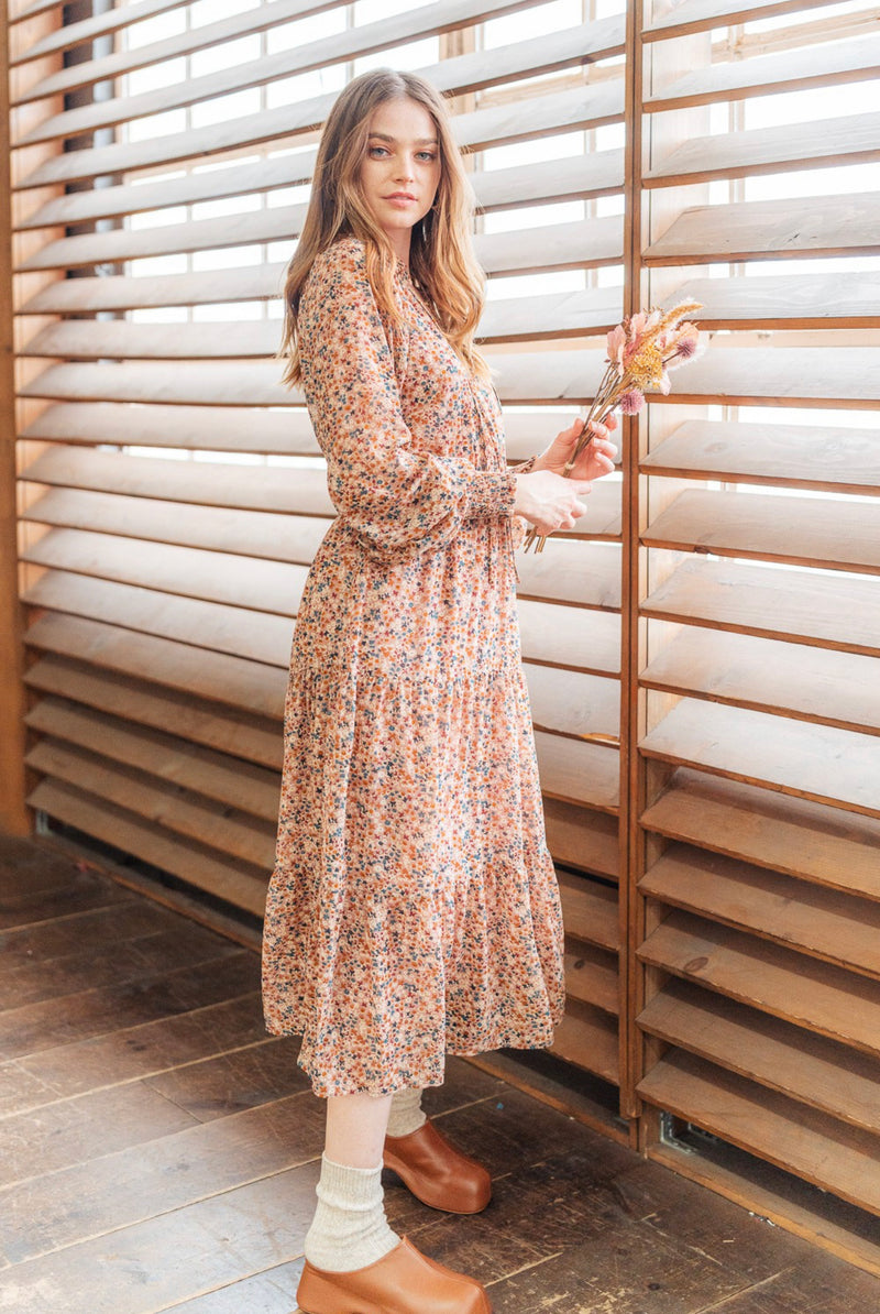Vintage Floral Tiered Dress