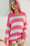 Pink Stripe Knitted Hoodie