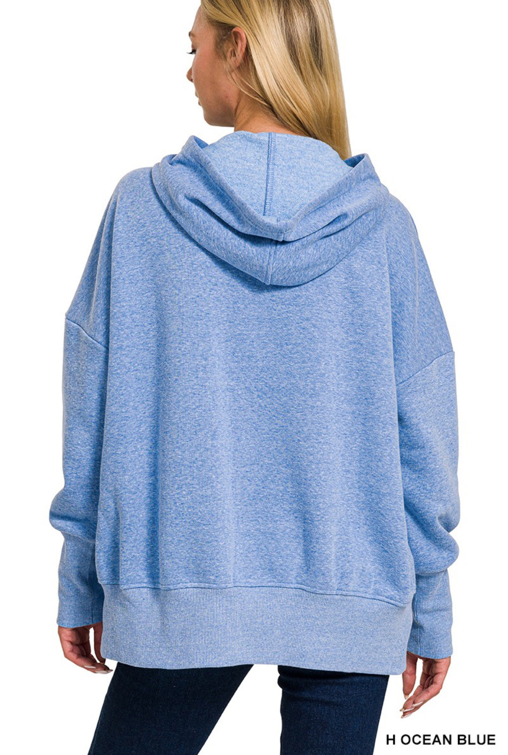 Blue Fleece Hooded Pullover