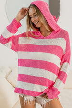 Pink Stripe Knitted Hoodie