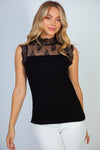 Laced Solid Knit Sleeveless Top