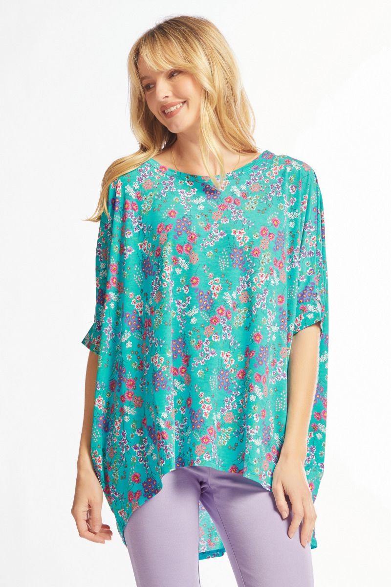 Blue Floral Essential Tunic Top
