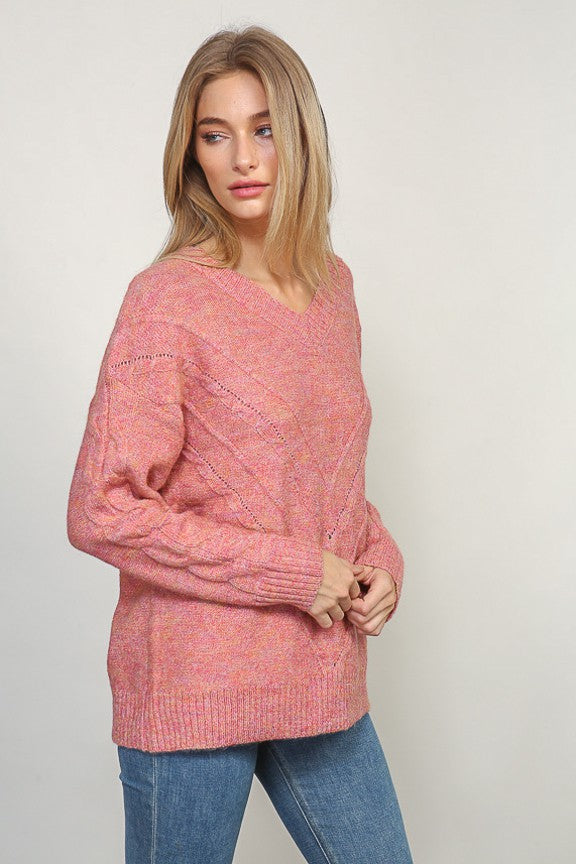 Rose Chevron Sweater
