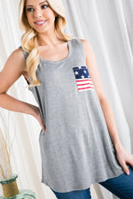 Grey Stars & Stripes Pocket Tanktop