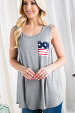 Grey Stars & Stripes Pocket Tanktop