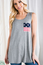 Grey Stars & Stripes Pocket Tanktop
