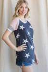 Leopard and Stripes Navy Stars Top
