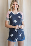 Leopard and Stripes Navy Stars Top
