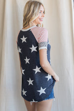 Leopard and Stripes Navy Stars Top