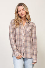 Taupe Plaid Button Up