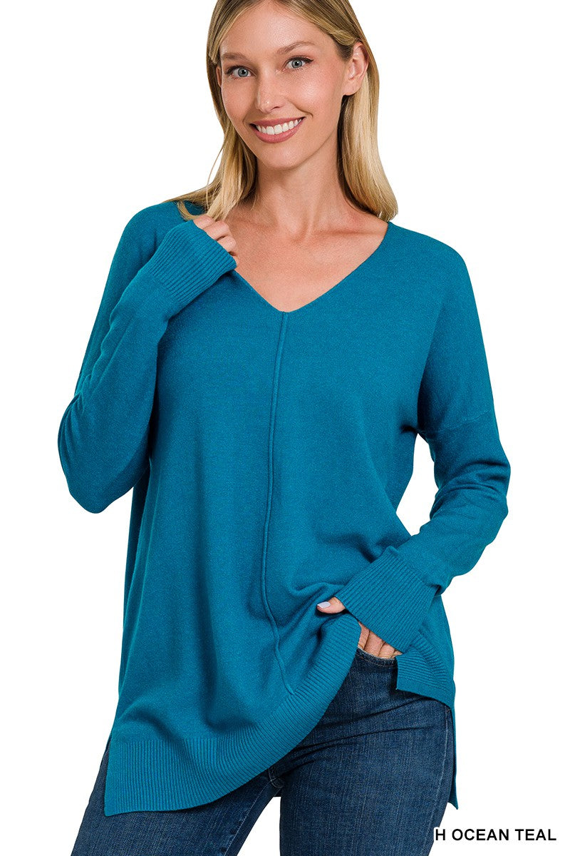 Teal Front Seam Sweater