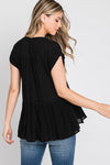 Cap Sleeve Button Down Babydoll Top