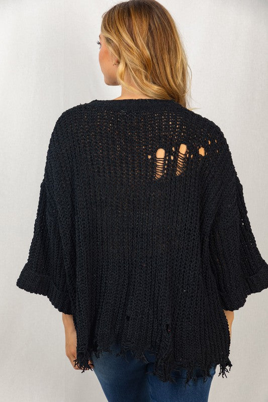Black Distressed Sweater