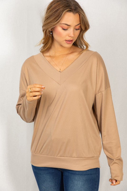 Long Sleeve Ribbed Knit Top