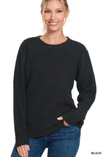 Round Neck Waffle Sweater