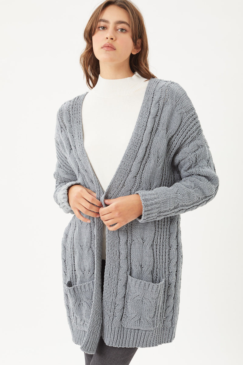 Chenille Cable Knit Cardigan