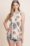 Pink Blush and Leopard Crochet Trim Tank Top