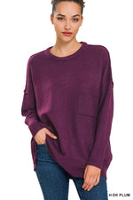 Melange Hi-Low Pullover Sweater