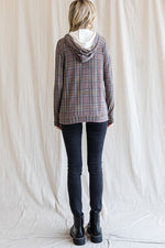 Vintage Brown Plaid Hoodie