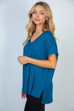 Teal Solid Knit Top